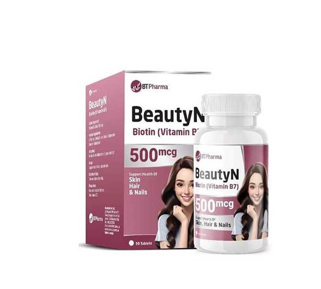 بي تي فارما - بيوتين 500 ميكروجرام 30 قرصًا