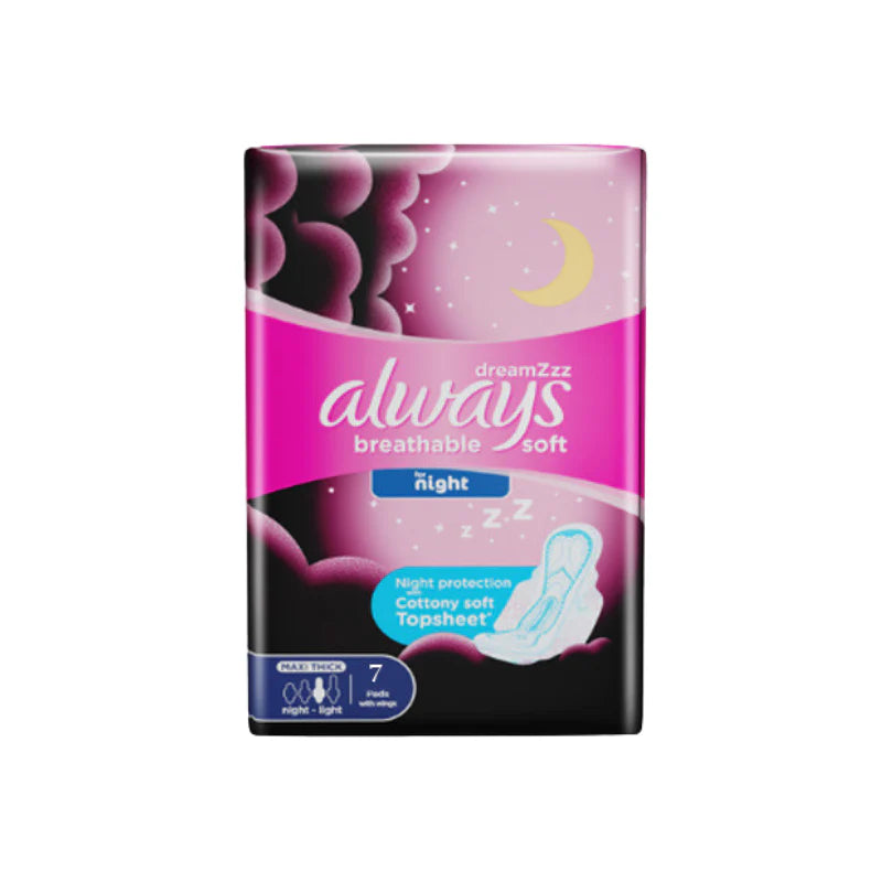 دائمًا - فوط صحية ليلية قابلة للتنفس دائمًا 7 فوط