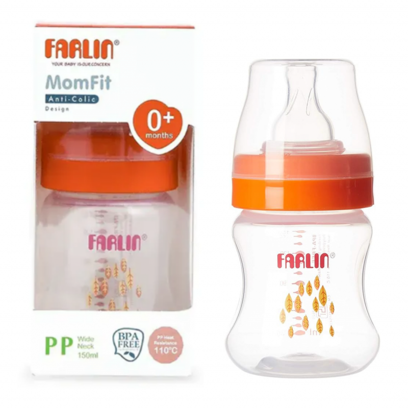 FARLIN - رضاعة عريضة العنق 150 مل اللون البرتقالي من فارلن