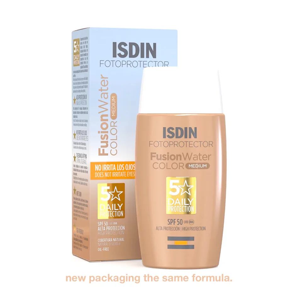 isdin - واقي شمس فيوجن مائي مع لون وسط